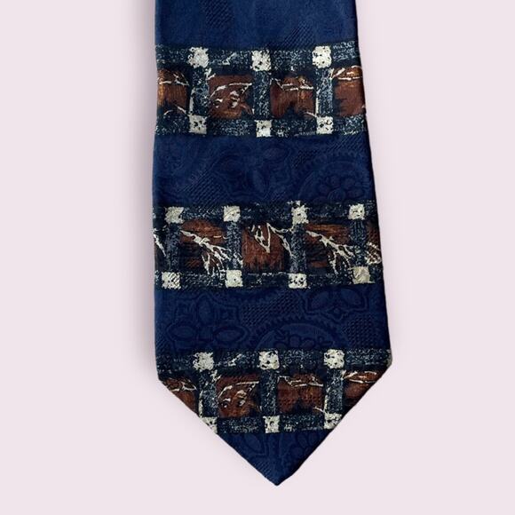 Fumagalli’s Pure Silk Blue, Brown, Cream Tie - Picture 1 of 6